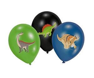 amscan 9903988 6 Latex Balloons Happy Dinosaur Green/Black/Blue