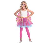 Amscan 9904125 Super Hero Pink Tutu Costume with Matching Eye Mask and Cape, Age 3 to 8 Years, 1ct