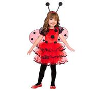 amscan 9904184 - Kids Ladybird Dress with Wings & Antennae Boppers Girls Fancy Dress Costume Age: 3-4 Years
