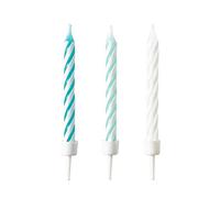 Amscan 9904365 Birthday Candles, Pack of 10, Aqua Glamor, Cake Candles, Children's Birthday, 7.5 cm