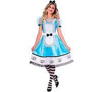 Adults Alice Fancy Dress Fairytale Costume Womens Ladies Wonderland Book Day Week Outfit, Blue, (UK Dress Size 8-10)
