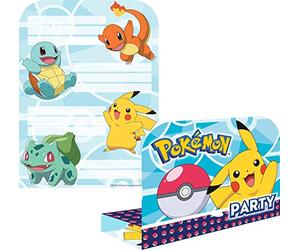 Amscan 9904829 - Pokémon Kids Birthday Party Stand-up Invitations - 8 Pack