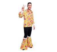 amscan 9905112 - Men's 1960's Flower Power Shirt & Boot Toppers Adults Fancy Dress Costume Size: Large