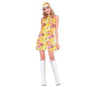 amscan 9905114 - Women's 1960's Flower Power Hippy Adults Fancy Dress Costume Size: 10-12
