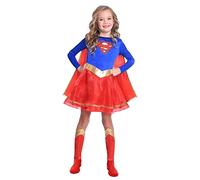 amscan 9906074 - Kids Official Warner Bros. DC Comics Supergirl Classic Fancy Dress Costume Age: 4-6 Yrs, Red