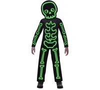 amscan 9907099 - Kids Glow In The Dark Skeleton Jumpsuit & Mask Halloween Fancy Dress Costume Age: 6-8 Years