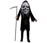 amscan 9907123 - Unisex Kids Halloween Big Head Grim Reaper Fancy Dress Costume Age: 6-8 Years