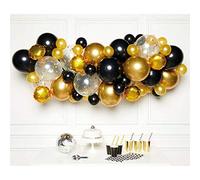 Amscan Balloon Arch Garland Kit 9907430 - Black, Gold & Silver DIY Latex, 66 Pieces