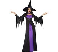 amscan 9908294 Adult Ladies Classic Purple Witch Fancy Dress Halloween Costume & Hat Book Week Outfit (UK Dress Size 14-16)