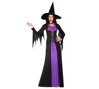 amscan 9908297 Adult Ladies Classic Purple Witch Fancy Dress Halloween Costume & Hat Book Week Outfit (UK Dress Size 20-22)