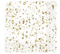 Amscan 9908628 - Hot Stamped Gold Speckled Luncheon Napkins - 16 Pack, 33 centimeters