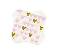 amscan 9908640 - Valentines Day Pink & Gold Open Hearts Luncheons Napkins - 16 Pack