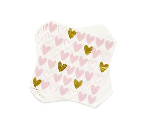 amscan 9908640 - Valentines Day Pink & Gold Open Hearts Luncheons Napkins - 16 Pack