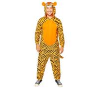 amscan 9908779 - Adults Hooded Tiger Onesie World Book Day Fancy Dress Costume Size: Plus Size