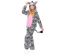amscan 9908781 - Adults Hooded Zebra Onesie World Book Day Fancy Dress Costume Size: Plus Size