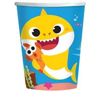 amscan 9909041-8 x Official Pink Fong Baby Shark 250ml Paper Cups Birthday Party Tableware