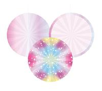 Amscan 9909082 - Fairy Princess Kids Birthday Party Hanging Fans Decorations - 3 Pack