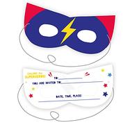 Amscan Kids Birthday Party Invitations 9909090 – Superhero Mask-Shaped with Elastic – 6 Pack