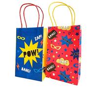 Amscan 9909091 - Superhero Kids Birthday Party Paper Loot Bags - 8 Pack
