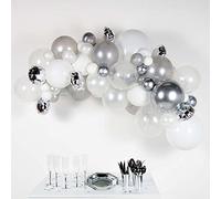 Amscan 9909313 Amscan 9909313 - Silver and White DIY Latex Balloon Arch Garland Kit - 66 Pieces