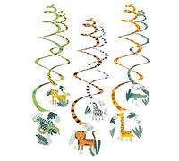 Amscan 9909360 - Get Wild Animals Kids Birthday Hanging Swirls Party Decorations - 6 Pack