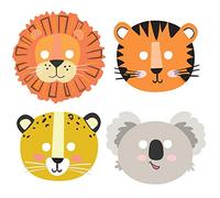 amscan 9909362 - Get Wild Masks, Pack of 8, Paper, Safari, Themed Party, Children's Birthday Party
