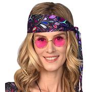 Amscan 9909443 - 1970's Hippie Pink Round Glasses Fancy Dress Accessory