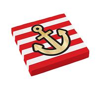 Amscan 9909912 - Paper Napkins Pirate, 16 Pieces, Size 33 x 33 cm, Red and White with Anchor, Table Decoration, Children's Birthday, Theme Party