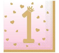 Amscan 9910310 - Baby 1st Birthday Party Pink Luncheon Napkins - 16 Pack