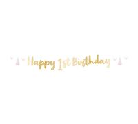 Amscan - 9910312 - Baby Pink and Gold Happy 1st Birthday Foil Letter Banner Party Decoration - 1.8m