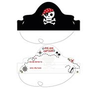 Amscan 9910328 - Treasure Island Kids Birthday Party Pirate Hat Invitations with Elastic - 8 Pack
