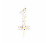 Amscan 9911556 - Rainbow Dots Number 1 Cake Candle - 6cm