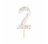 Amscan 9911557 - Rainbow Dots Number 2 Cake Candle - 6cm
