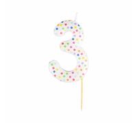 Amscan 9911558 - Rainbow Dots Number 3 Cake Candle - 6cm