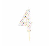 Amscan 9911559 - Rainbow Dots Number 4 Cake Candle - 6cm