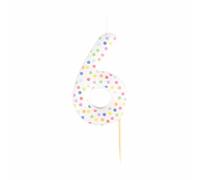 Amscan 9911561 - Rainbow Dots Number 6 Cake Candle - 6cm