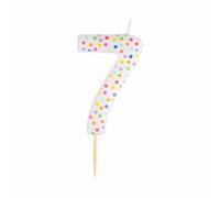 Amscan 9911562 - Rainbow Dots Number 7 Cake Candle - 6cm