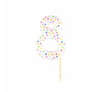 Amscan 9911563 - Rainbow Dots Number 8 Cake Candle - 6cm