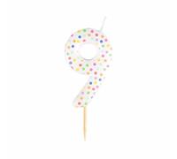 Amscan 9911564 - Rainbow Dots Number 9 Cake Candle - 6cm