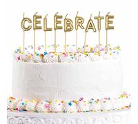 Amscan 9911566 - Gold 'Celebrate' Pick Cake Candles - 9 Pieces