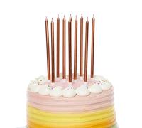 Amscan 9911570 - Rose Gold Tall Skinny Cake Candles - 10 Pack