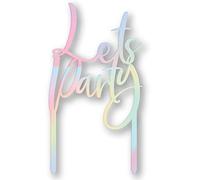 Amscan 9911628 - Iridescent Let's Party Acrylic Cake Topper - 18cm