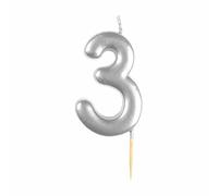 amscan 9911817 Silver Numerical Candle 3