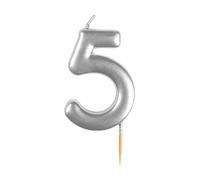 amscan 9911819 Silver Numerical Candle 5