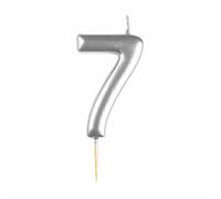 amscan 9911821 - Metallic Silver Number 7 Cake Candle, Silver