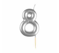 amscan 9911822 Silver Numerical Candle 8