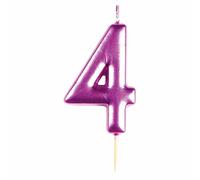 Amscan 9911837 - Metallic Pink Number 4 Cake Candle - 6 cm