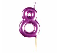 Amscan 9911841 - Metallic Pink Number 8 Cake Candle - 6 cm