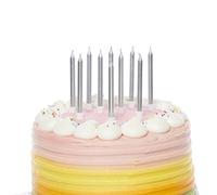 Amscan 9911938 Stnd Candle Silver- 10 Pack
