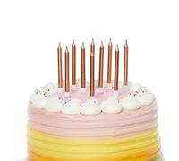 Amscan 9911939 - Metallic Rose Gold Cake Candles & Holders - 10 Pack